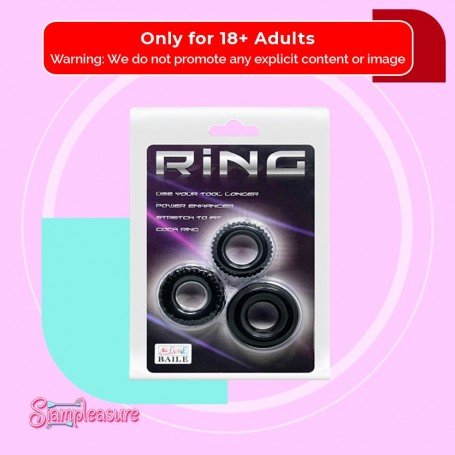 Pretty Love Ring Black 3 Pack